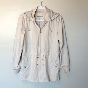 Bernardo Cream Cinch Waist Hooded Bomber S